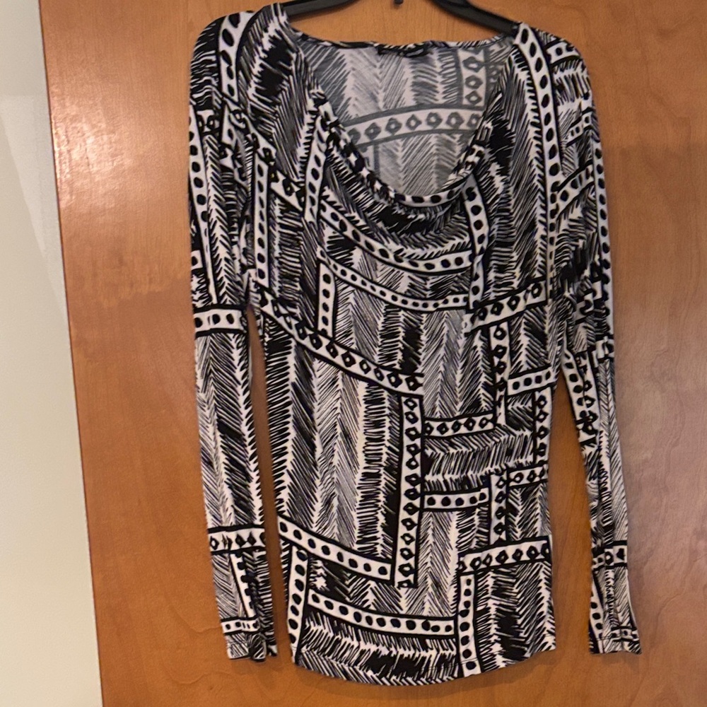 Cable & Gauge Black and White Patterned Blouse